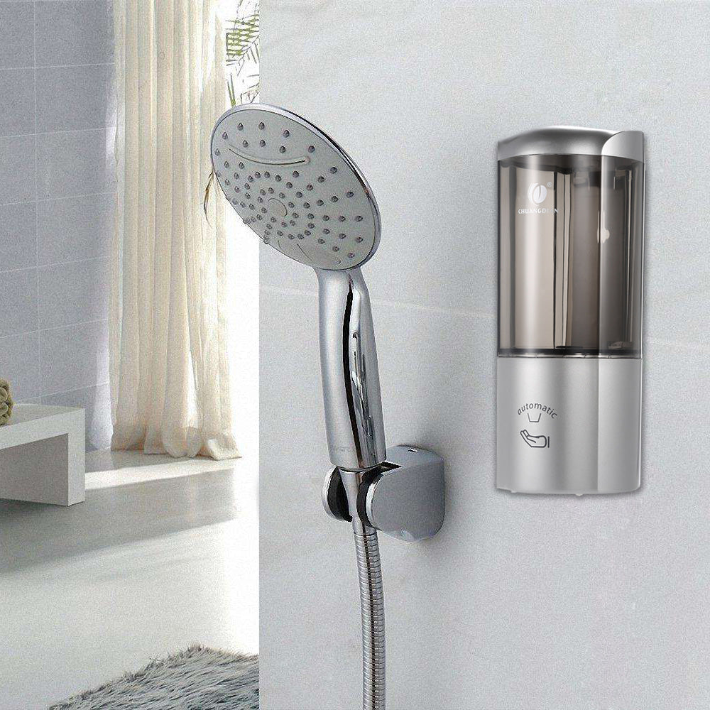 Wall-mounted automatic soap dispenser with infrared sensor, in silver