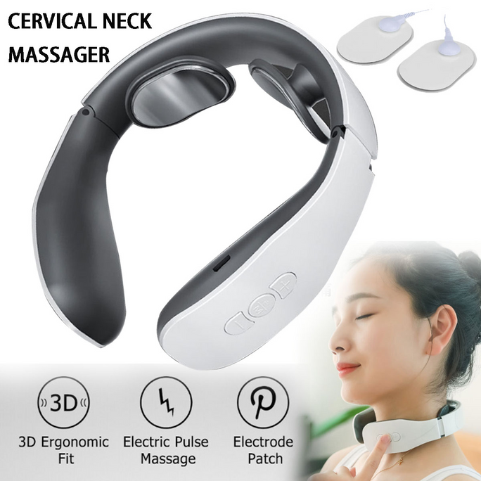 Cordless neck and shoulder massager with twin massage heads
