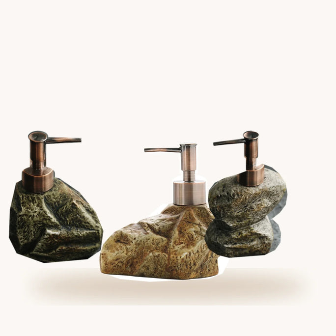 StoneCraft ceramic soap dispenser — family view